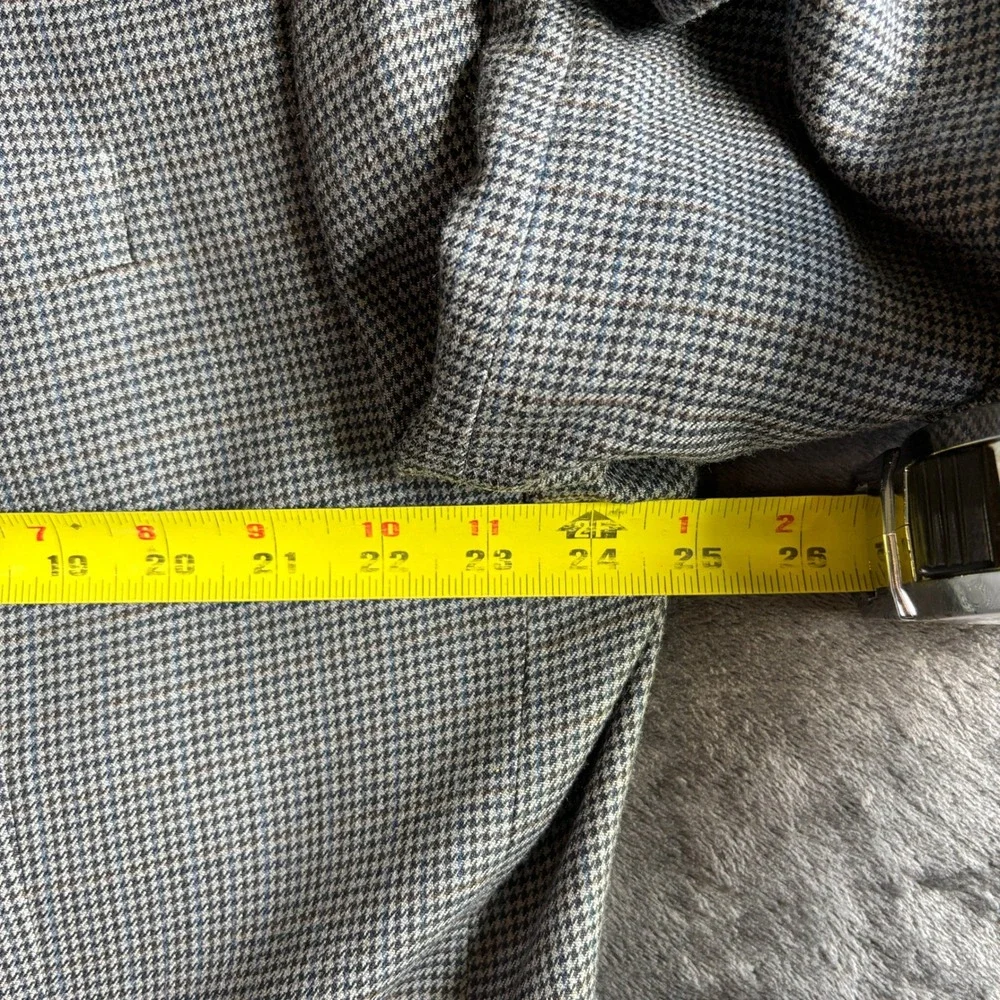 Ralph Lauren Silk Wool Houndstooth Sport Coat Blazer Grey Mens 50L